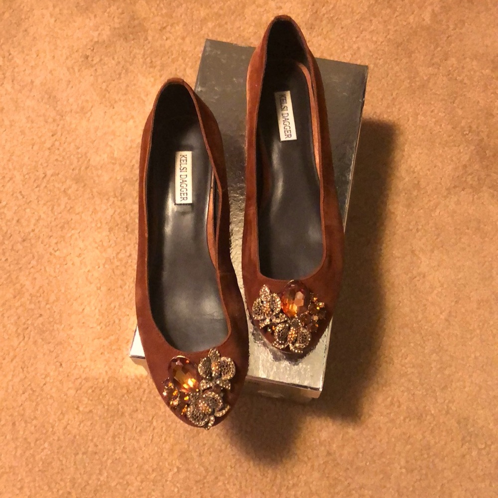 Brown suede flats